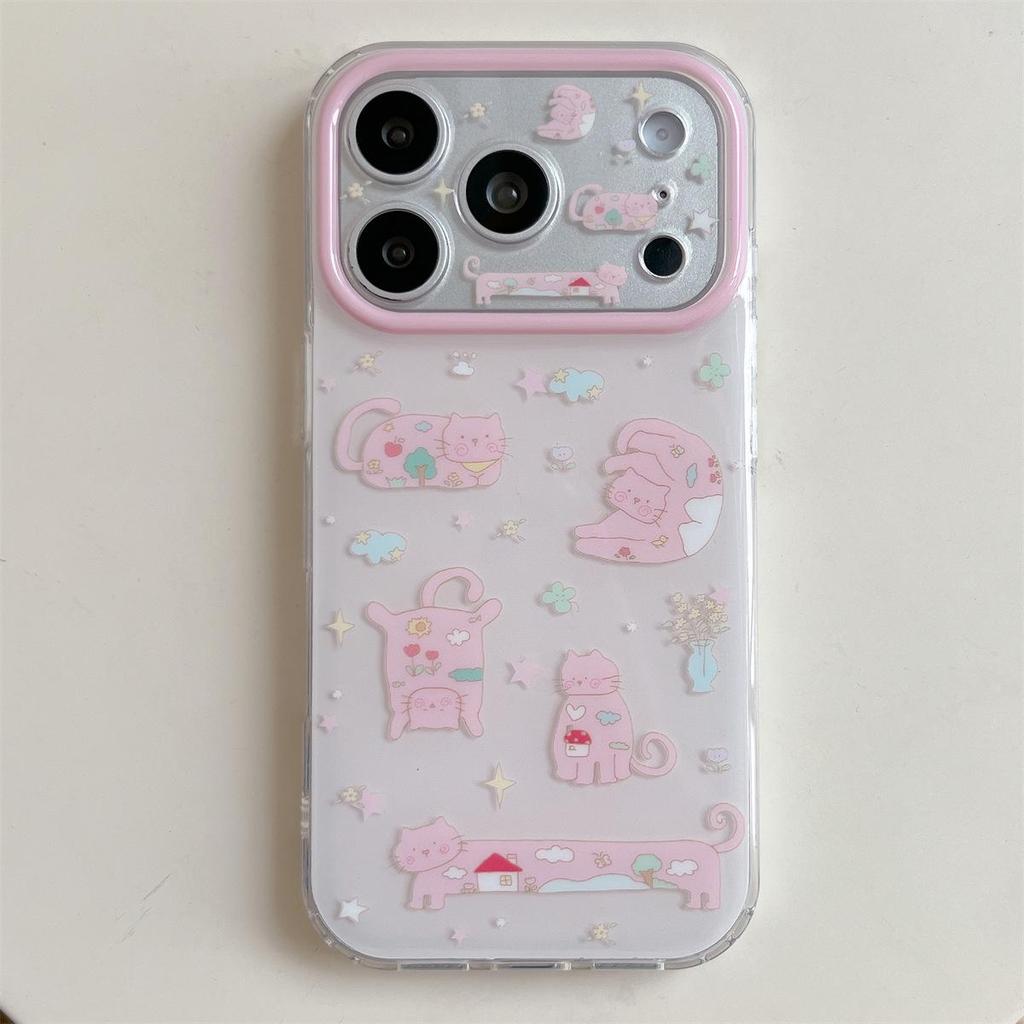 Cartoon Sternenkatze Doppellagige Anti-Fall Hülle für iPhone 15/16/17 PROMAX