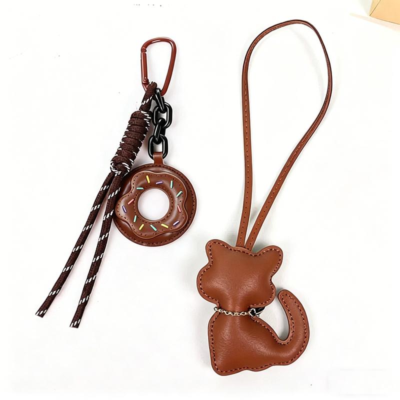 Stylish PU Leather Cat Pendant Bag Charm Hanging -Fashionable & Fun Accessory for Bags