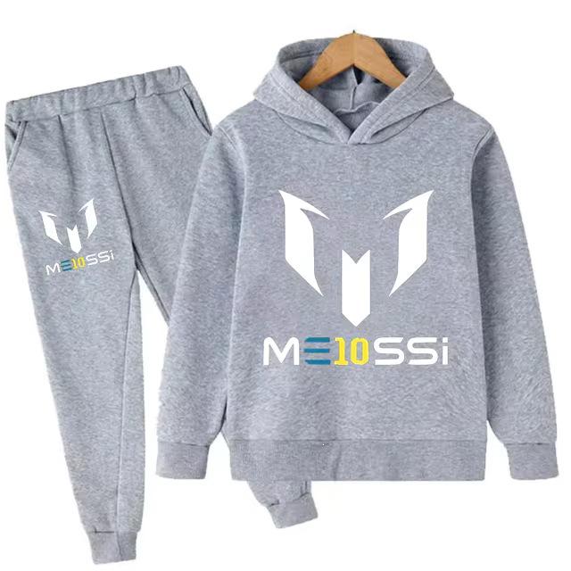 Kids' Messi Football Hoodie & Pants Set - 2-Piece Casual Sportswear for Boys & Girls, Spring & Autumn