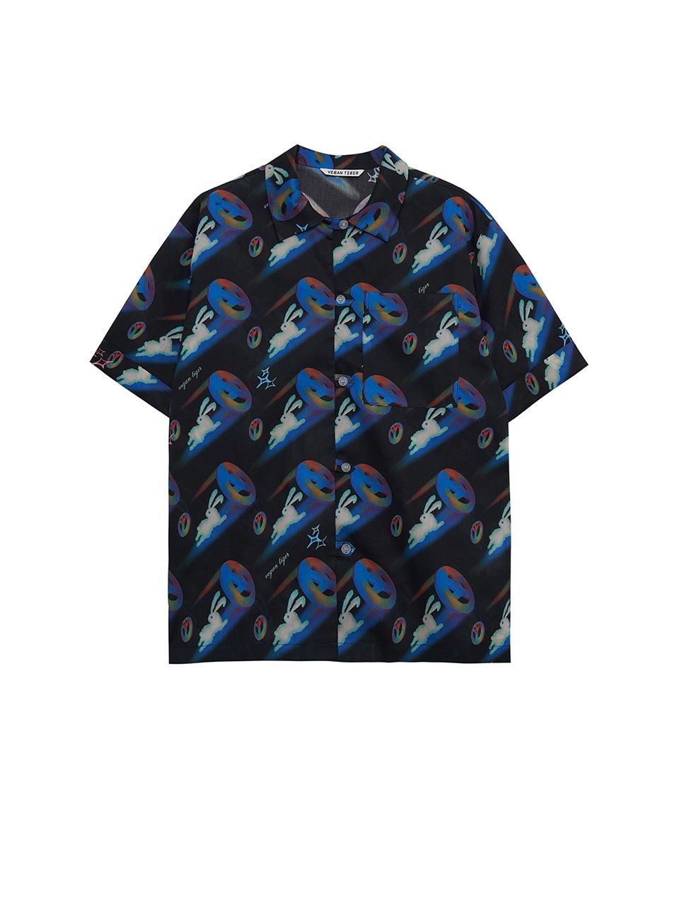 Vegan Tiger Organic Print Shirt (Black) L