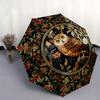 Owl, TapestryThemed Automatic Opening and Closing Umbrella 8 Ribs, Suitable for Leisure and Going Out, Outdoor Accessory, Gothic Style, Fa
