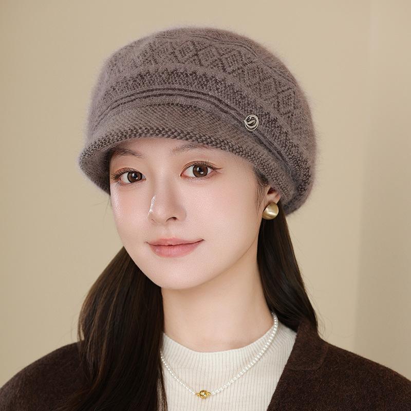 Hat Women Winter In The Elderly Autumn and Winter Warm Rabbit Hair Beret Fashion Cold Knitted Hat