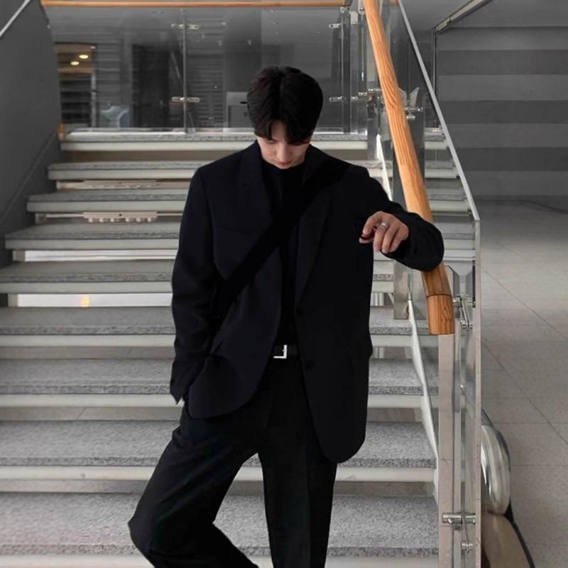 Men's Oversized Casual Blazer - Single Breasted Notched Lapel Relaxed Fit Suit Jacket