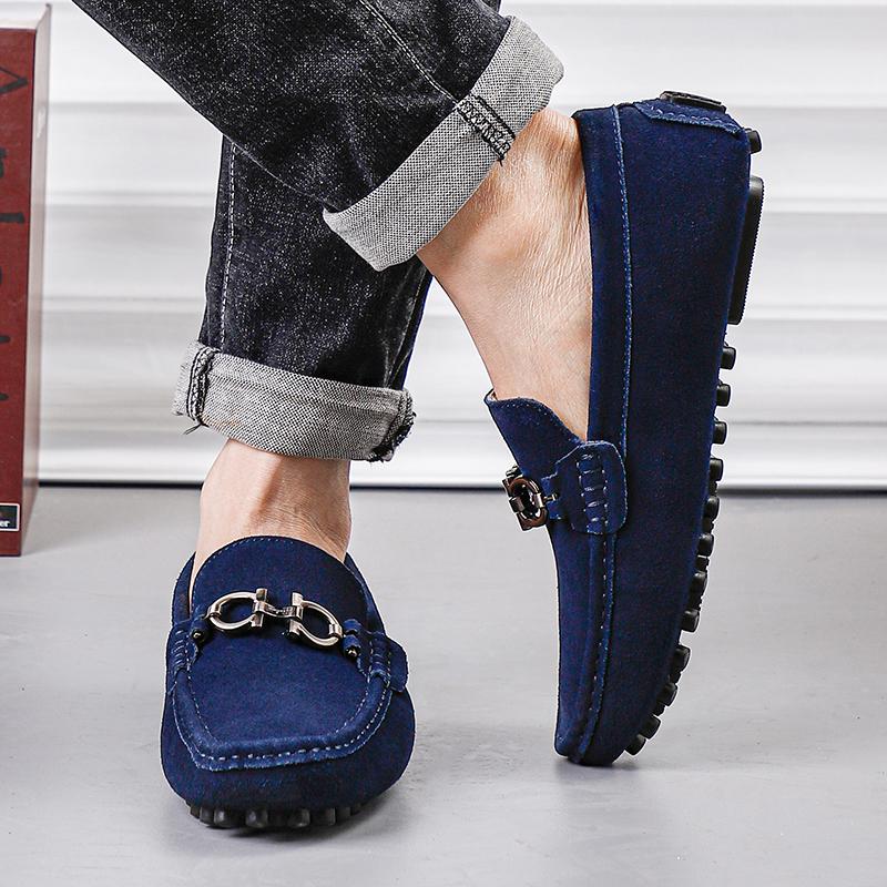 Sapatos masculinos de couro sem cadarço, leves, casuais, mocassins, clássicos, confortáveis, para dirigir, mocassins masculinos