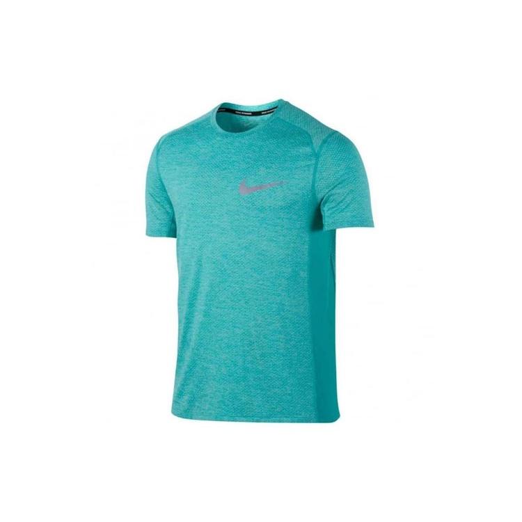 Men s Nike Solid Color Sports Round Neck Pullover Short Sleeve Blue Green T-Shirt 834241-043 L