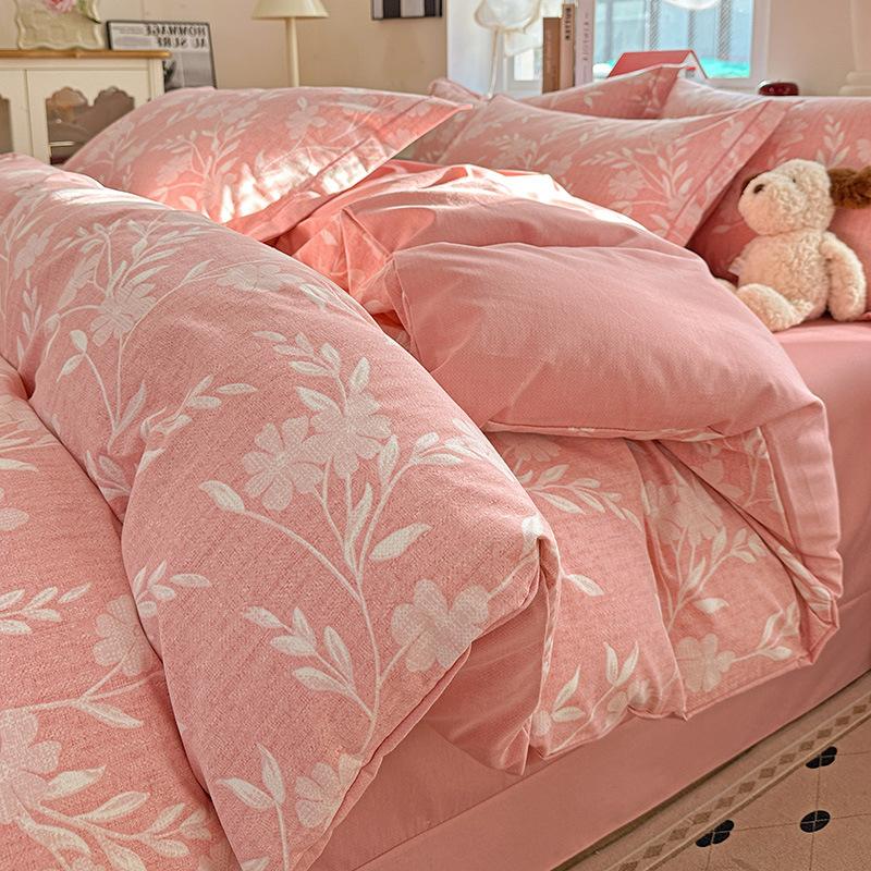 Category A 100% Cotton Brushed Four-Piece Bedding Set, Duvet Cover, Pure Cotton, Spring and Autumn Thickened Bedding