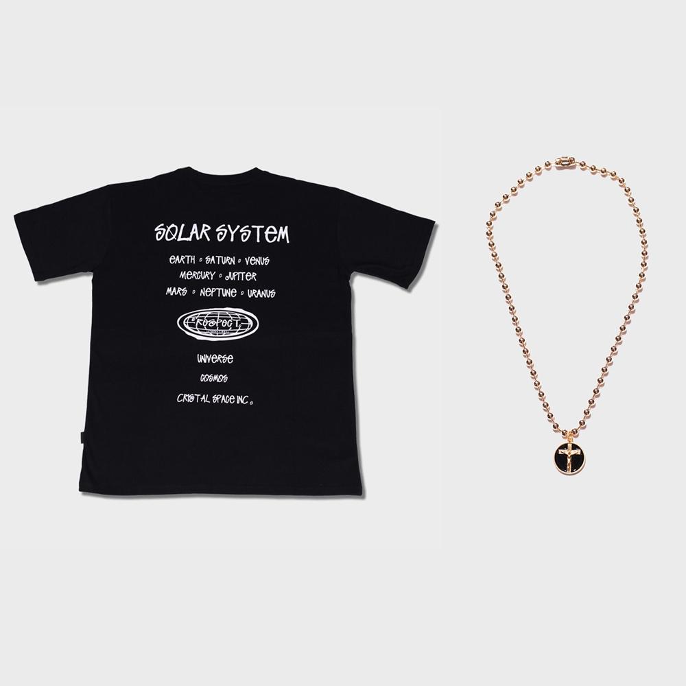 Respect [Package] Repentance Necklace + Script Tee (Black) L