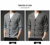 Men's Autumn/Winter Plus Velvet V-Neck Long Sleeve Cardigan Sweater