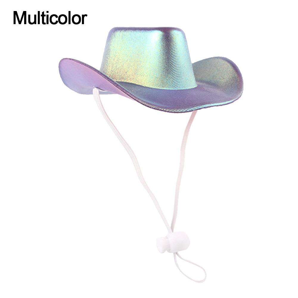 

Adjustable Pet Cowboy Hat Shiny Pet Sun Protection Cap Durable Cat Sunshade Hats Pet Costume разноцветный