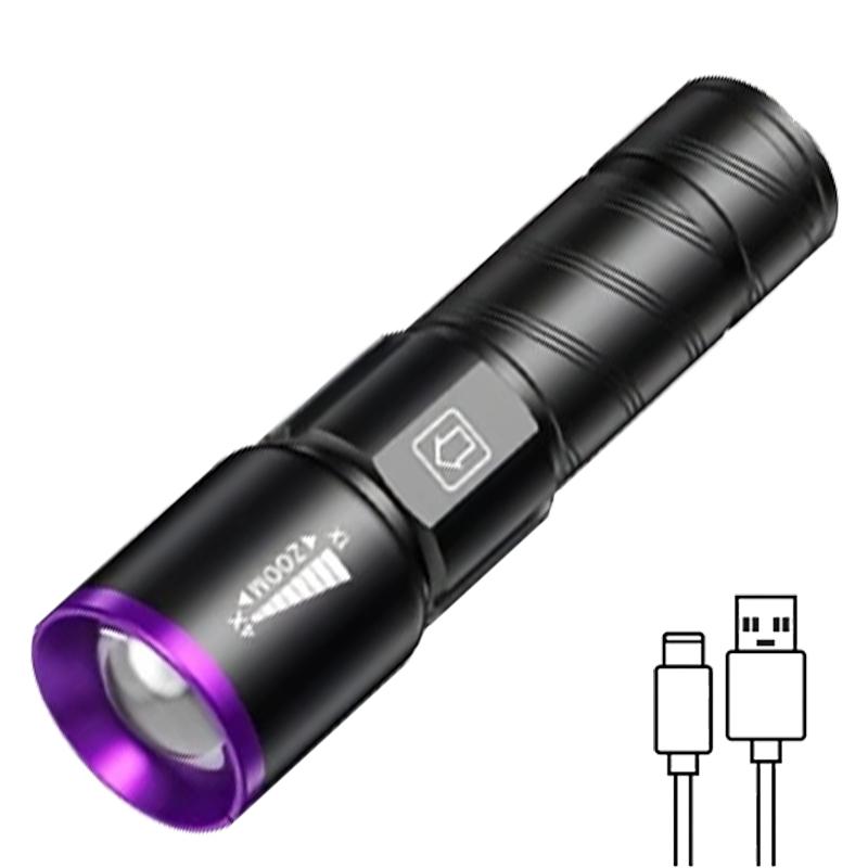 UV Flashlight LED Ultraviolet Torch Zoomable Mini Ultra Violet Lights 395/365nm Inspection Lamp Pet Urine Stain Detector Tools
