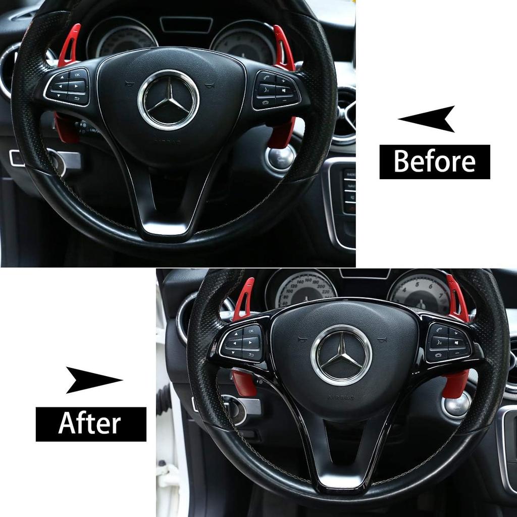 ABS Car Steering Wheel Decoration Frame Trim 1pc For Mercedes Benz C E GLC CLA GLA Class W205 W213 X253 C117 X156 2015-2018 (Black)