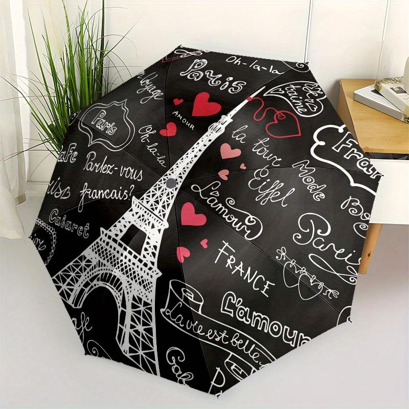 Parisian Romance: Eiffel Tower Chalkboard Art PrintUmbrella, Portable 3-Fold Umbrella for Men & Women,Christmas Gift ES217