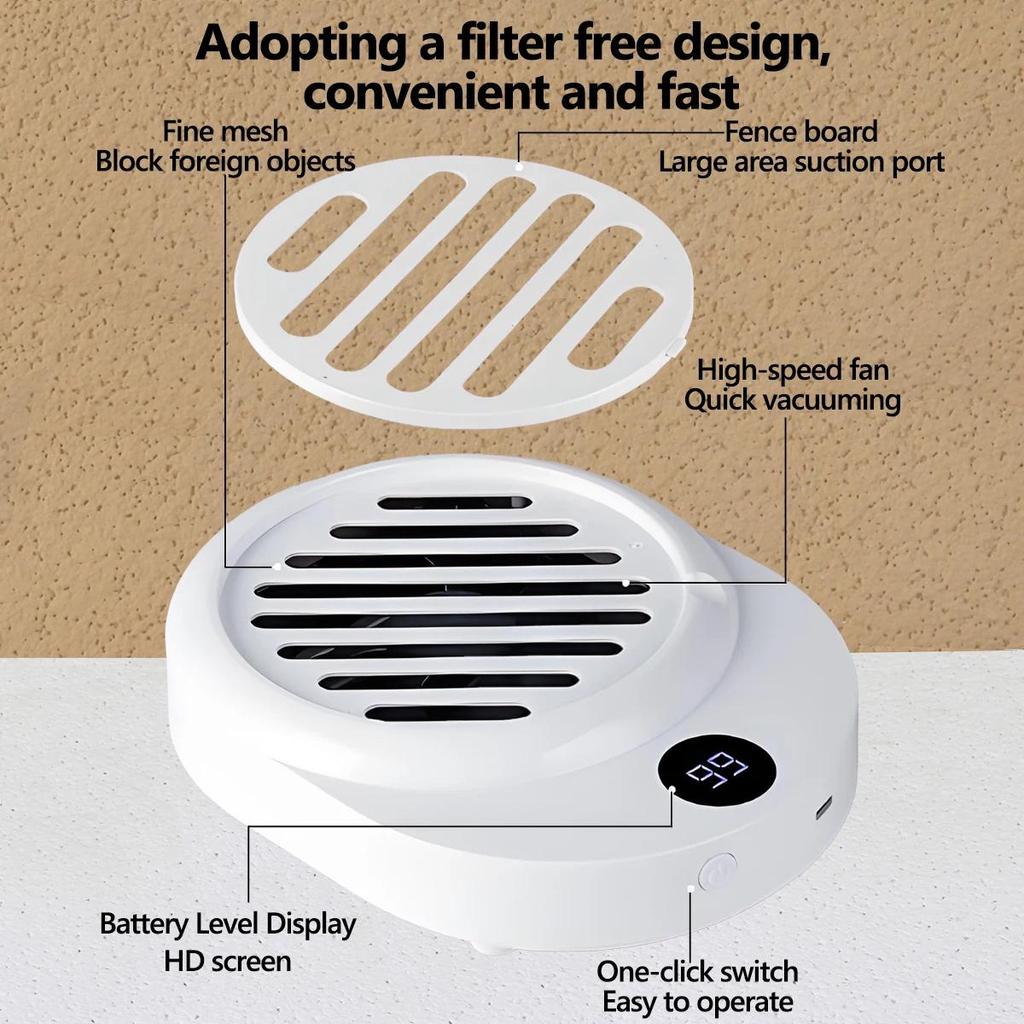 USB Rechargeable Manicure Nail Vacuum Cleaner Strong Suction Nail Dust Collector Portable Nail Art Vacuum Dust Cleaner