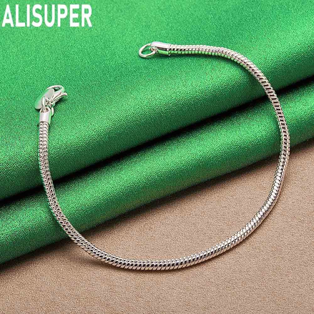 925 Sterling Silver 3mm Simple Braided Bracelet - Beautiful Gift Jewelry