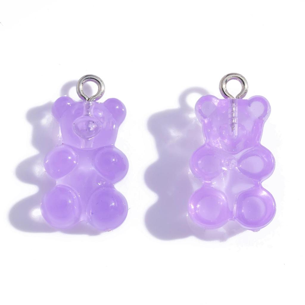 Colorful Transparent Bear Resin Pendant for DIY Jewelry and Keychains