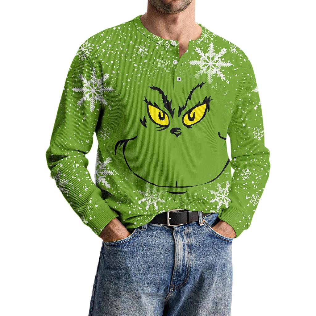 Men's Casual Knit Button-Up Long-Sleeve Shirt