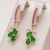 Kienl Neu Roségoldene Farbe Lange Ohrringe Für Frauen Vintage Grün Natürlicher Zirkon Blume Hängeohrringe Hohe Qualität Alltagsschmuck