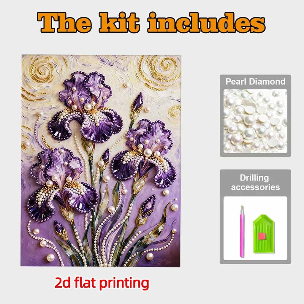 Pearl Flower DIY Diamond Art Kits 13.7x17.7inch Gem Art Diamond Painting Kits Without Frame for Adults/Beginners Gift Idea Home Wall Decor