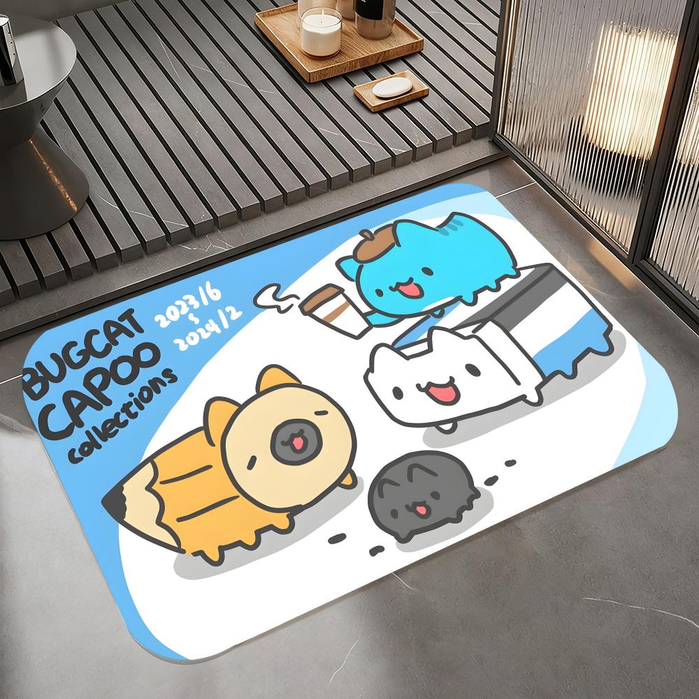 Anime C-capoo Floor Mat Diatomite Bath Mat, Quick Dry Absorbent Non-Slip Door Mat