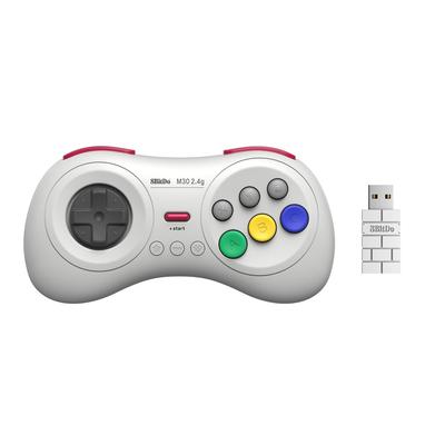 8BitDo M30 Wireless Gamepad for Sega Genesis Mini Mega Drive Mini 6 Button Layout 2.4G & &Switch (White)
