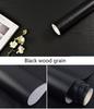 Black Wood Grain Vinyl Self-Adhesive Wallpapes Roll Countertop Furniture Kitchen Wall Waterproof Peel and Stick Wall Stickers