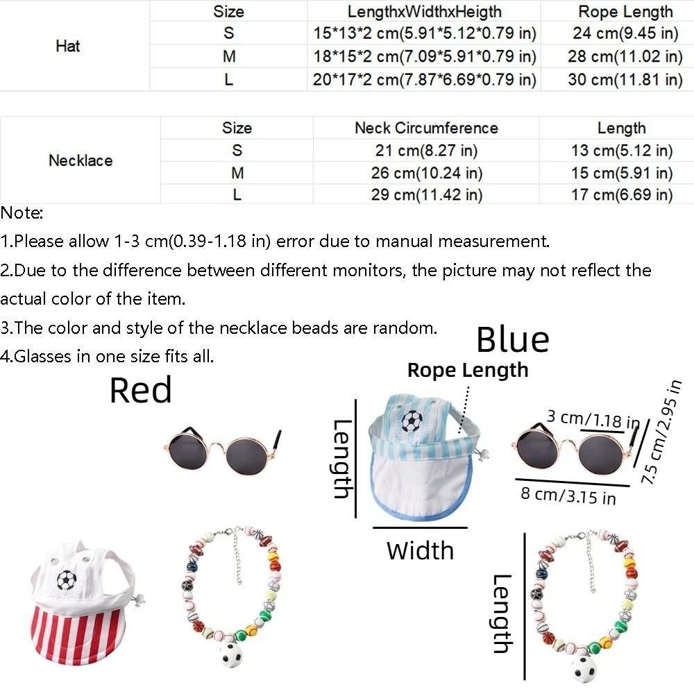 Adjustable Dog Sunshade Hat Breathable Pet Sunglasses Set Pet Soccer Hat  Beach Vacation