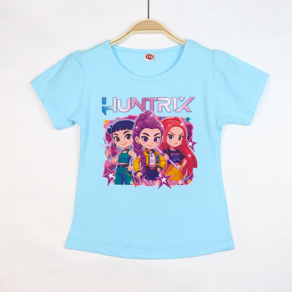 New T-shirt Anime Kpop Witch Hunting Group Printing Children T-shirt Fashion Casual Cartoon T-shirt Girls Children's Clothing