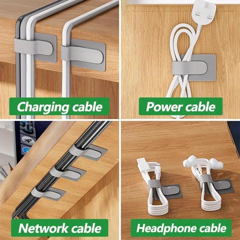 10pcs Reusable Cable Ties Fastening Wire Organizer Cord Rope Holder Self Adhesive Adjustable Cord Organizer Straps Desk Management