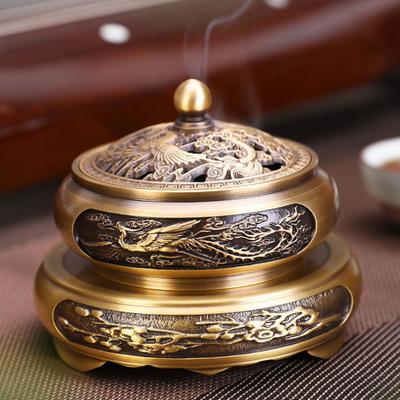 Räuchergefäß im Tripodia-Stil aus reinem Kupfer für Zuhause/Tempelhalle/Arbeitszimmer/Teestube/Büro, Dekoration für die Teezeremonie, Räuchergefäß zur Buddha-Anbetung