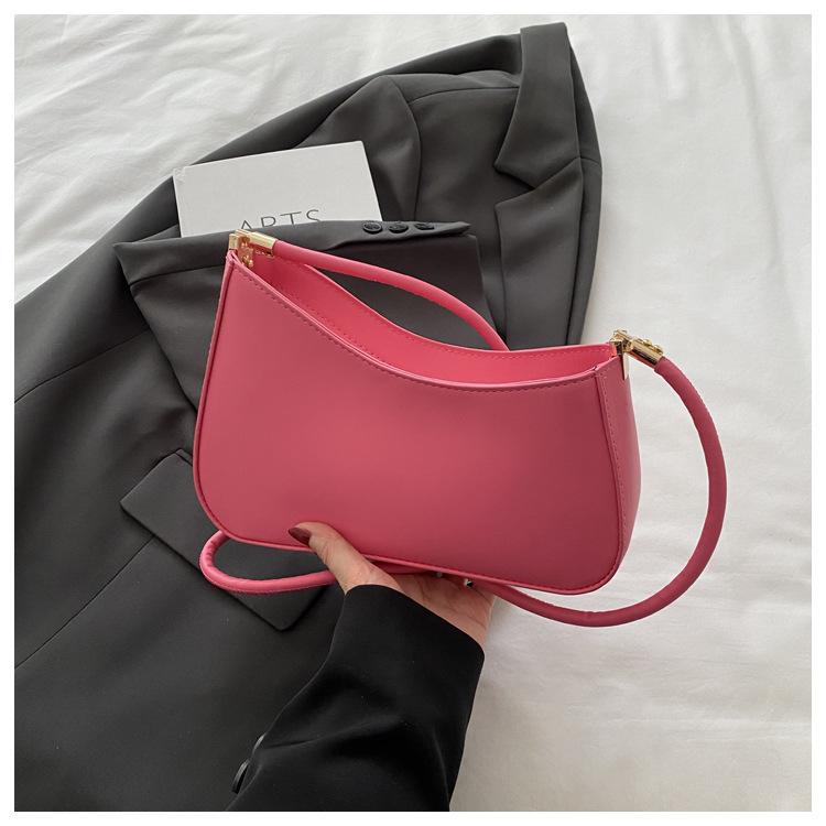 

2025 лето новая минималистичная модная сумка-мессенджер, персонализированная сумка под мышкой, однотонная сумка-мессенджер, нишевая сумка-полумесяц для женщин роза розовый