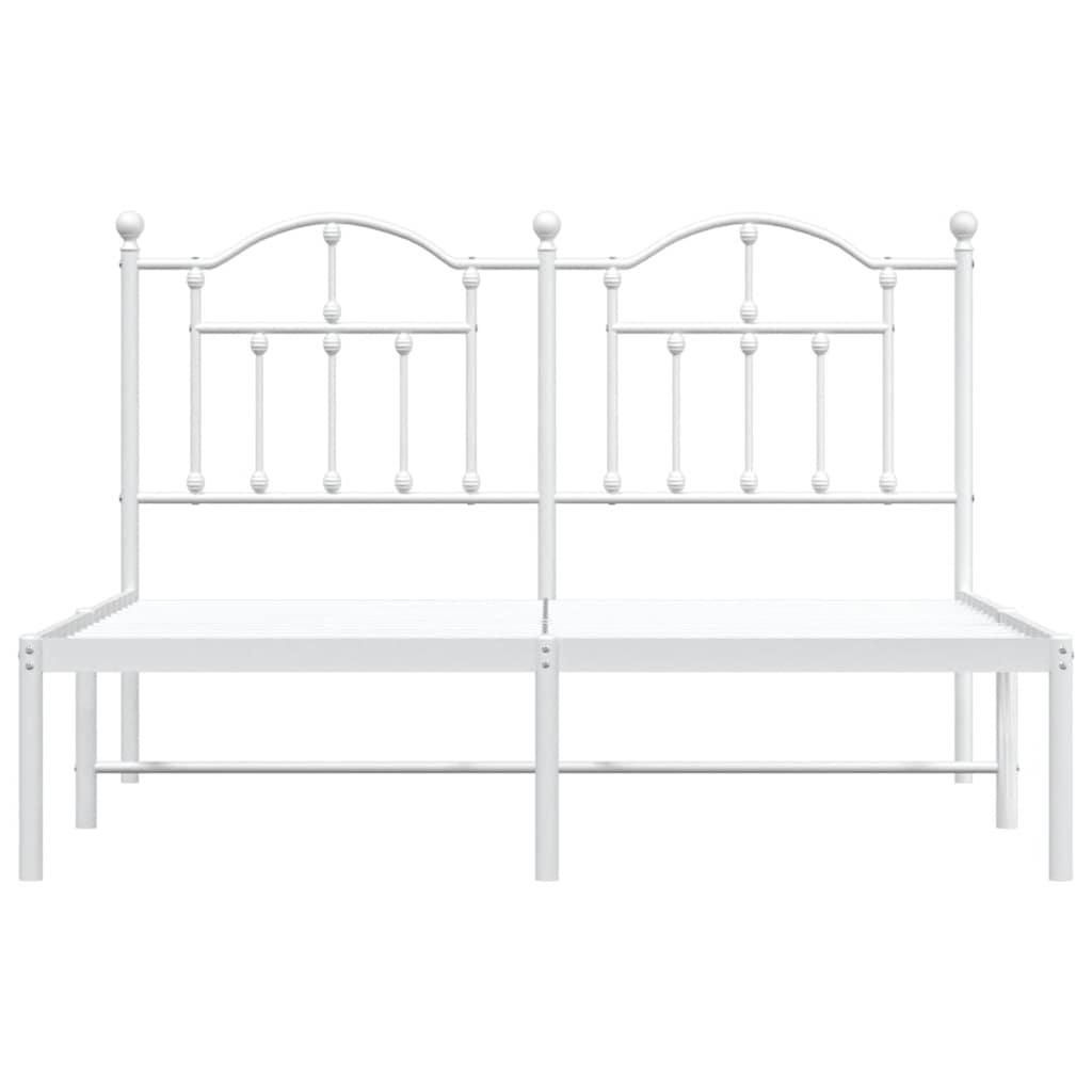 Metal Bed Frame with Headboard White 135 x 190 cm