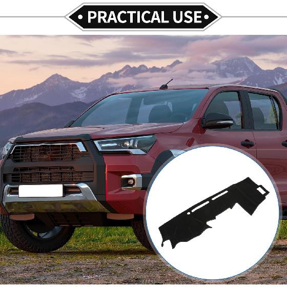 Dash Cover Compatible for Toyota Hilux 2005-2015, Non-Slip Polyester Black Center Console Dashboard Cover Pad Carpet
