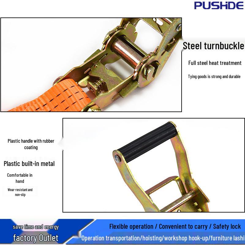 Hookless Ratchet Tie-Down Strap for Towing, Outdoor Fastening, and Car Rescue