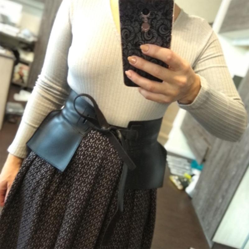 Women Dress Belt Fashion Chic Pu Leather Pleated Skirt Peplum Cincher Belt Wide Waistband Skirt Belt Leather Cummerbunds