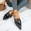Retro Women's Single Shoes Autumn New Pointed Toe Deep Mouth Metal Buckle Soft Sole Non-slip Wear-resistant Sole Heels