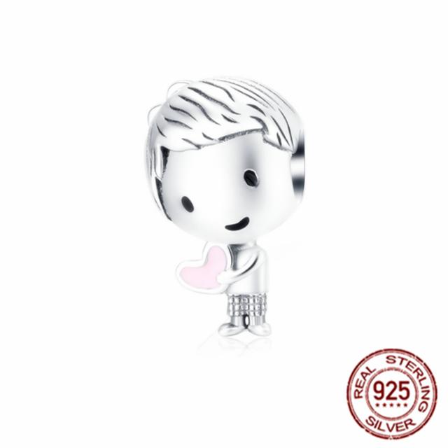 Pink Series Bikini Crown Mom Dumbbell Boxing Glove Dog 925 Sterling Silver Fit Original Fasion Bracelet Charm Bead DIY Jewelry