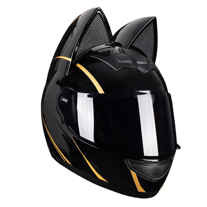 Motorcycle helmets men's and women's winter warm full helmets personalized cat ears electric vehicle helmets hard hats