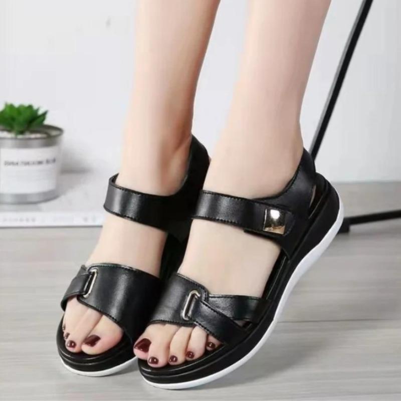 Sandalen für Damen 2025 Neue lässige Sportsandalen Leichte PU-Ledersandalen Rutschfeste flache Sandale Sandalias De Mujer
