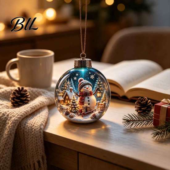 Christmas Tree Hanging Accessories Glowing Ornament with Lanyard, Unique Styles Miniature Glass Pendant LED Gift Ideas for Lovers Light, Decorative