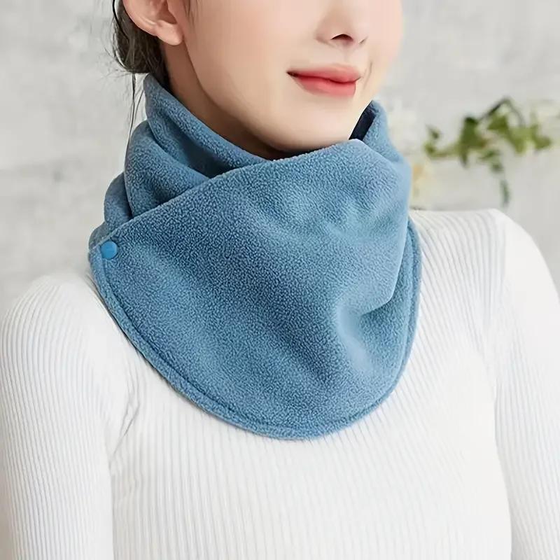 Autumn Winter Velvet Snap Neck Scarf Thick Warm Windproof Riding Neck Cover Solid Color Classic Design Perfect Gift for Women