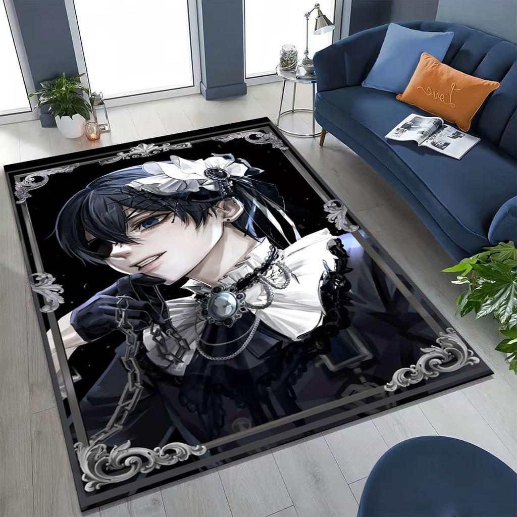 Anime Black Butler Sebastian Ciel Cartoon Cartoon Rug for Bedroom Living Room Sofa Home Doormat Decor,Kids Non-slip Floor Mat