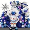 1 Piece Standing Astronaut, Standing Rocket Aluminum Foil Balloon, Suitable for Birthday Parties, Space-Themed Parties, and Birthday D