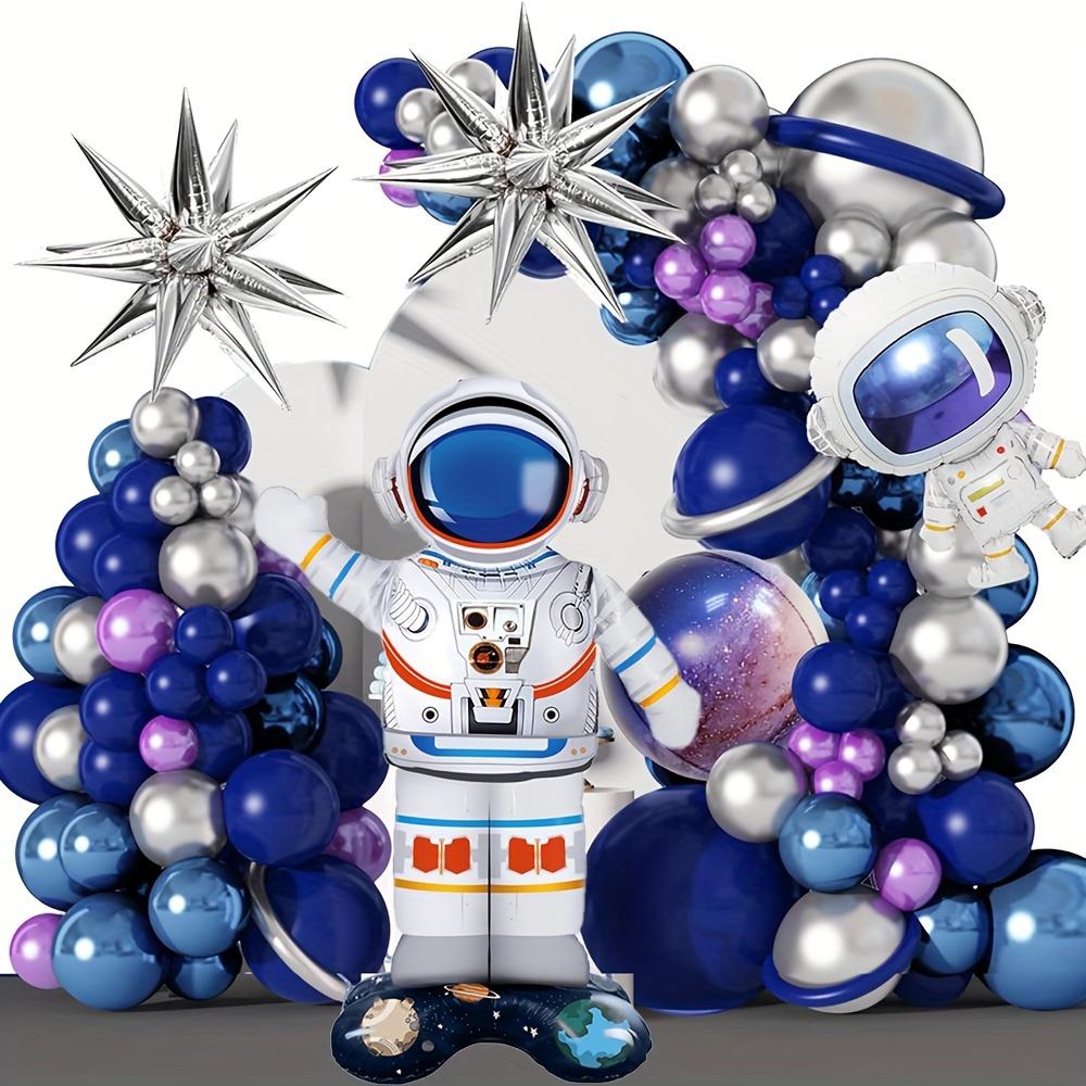 1 Piece Standing Astronaut, Standing Rocket Aluminum Foil Balloon, Suitable for Birthday Parties, Space-Themed Parties, and Birthday D