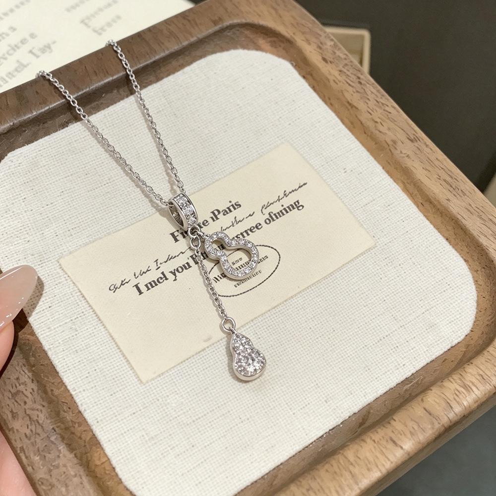 Korean Style Tassel Double Gourd Clavicle Chain Necklace For Women High Quality Jewelry