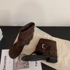 Salto grosso bico cáqui botas frescas botas curtas botas femininas 2025 novo verão com saia botas western sandálias de verão