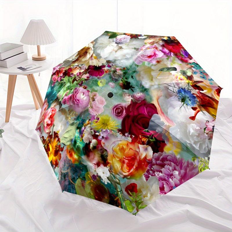 Flower (4) Themed Automatic Automatic Umbrella Portable Automatic Folding Umbrella Suitable for Travel and Daily Use Ideal Gif