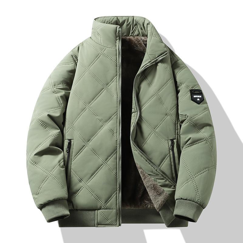 

Casual Winter Velvet Men s Cotton-padded Clothes, New Thickened Stand-up Collar Windproof and Warm Cotton-padded Clothes, Green Cotton-padded Jacket. XXXXXL армія зелений колір