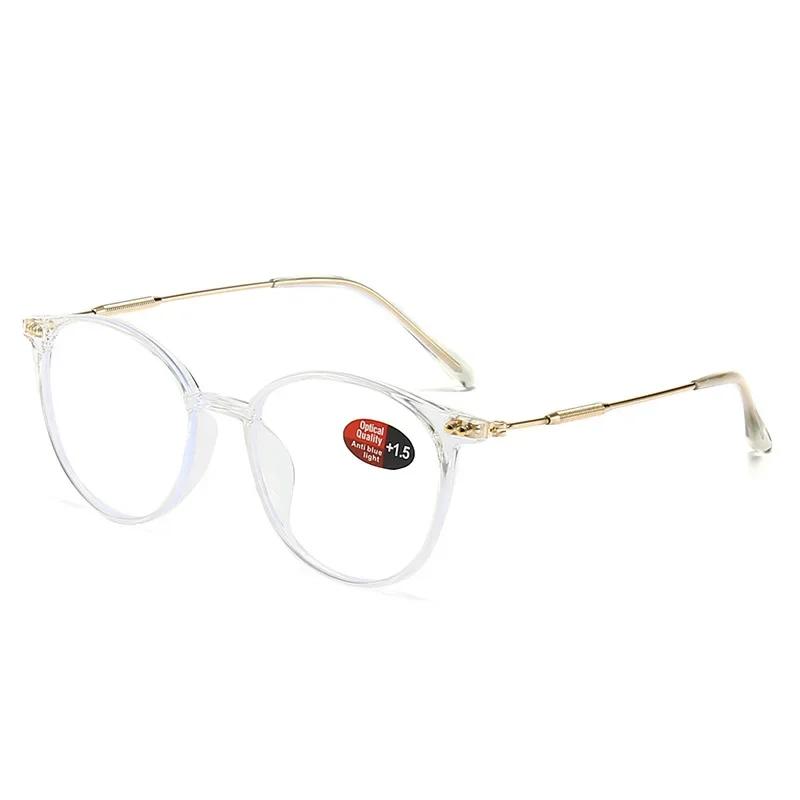 Round Anti Blue Light Reading Glasses Presbyopic Eyeglasses Computer Prescription Eyewear with Degree +1.0~+4.0 Oculos De Grau