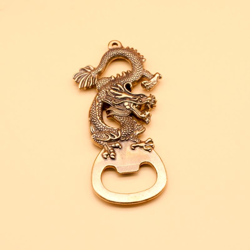 Retro Dragon Brass Faucet Wine Bottle Opener with Dice Ornament