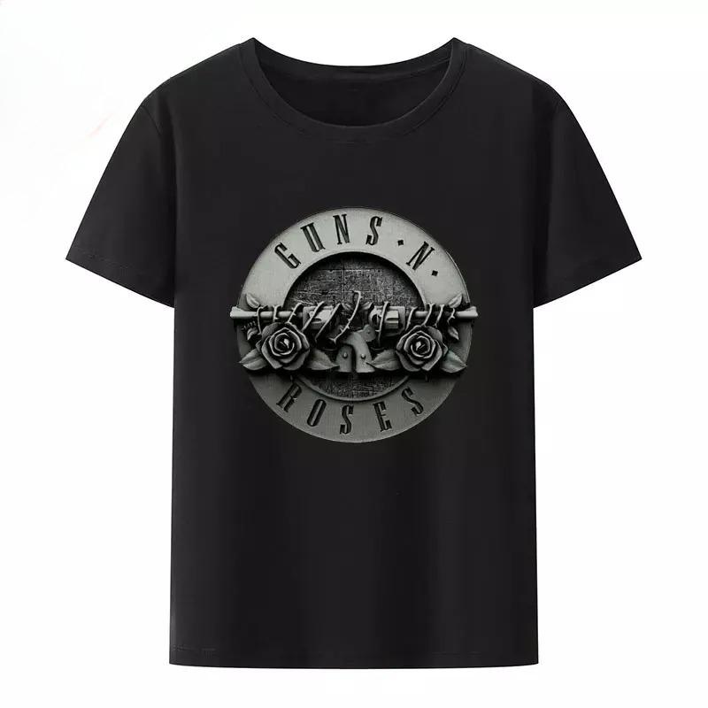 T-shirt d'été en coton à col rond imprimé Streetwear Thème Guns N Roses Harajuku T-shirt à manches courtes pour femme Haut Y2k pour femme Salle de sport